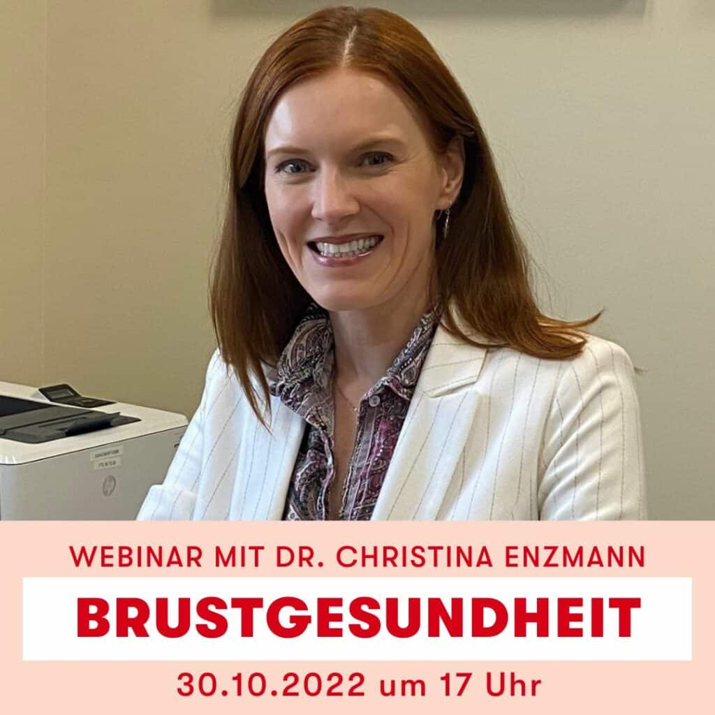 Webinar mit Dr. Christina Enzmann: Brustgesundheit am 30. Oktober 2022 um 17 Uhr, Gynäkologin Frau Dr. Enzmann ist im Bild