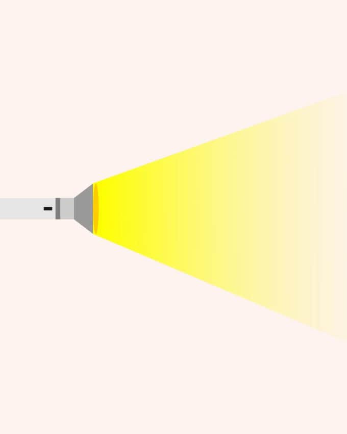 Grafische Taschenlampe auf rosa Hintergrund