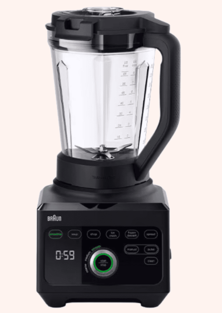 Braun PowerBlend 9 Standmixer auf rosa Hintergrund