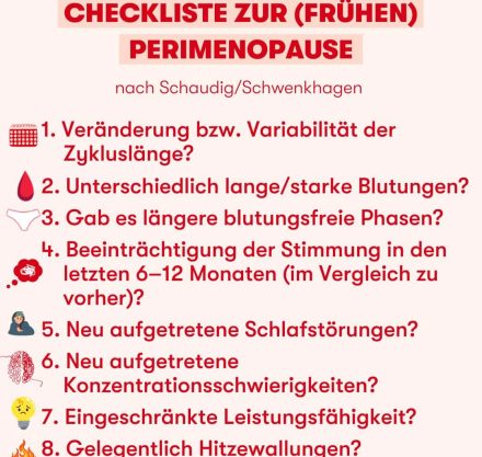 Checkliste zur frühen Perimenopause nach Schaudig / Schwenkhagen
