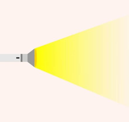 Grafische Taschenlampe auf rosa Hintergrund