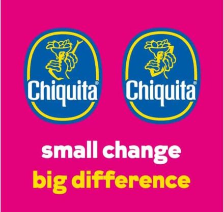 Pinker Hintergund mit Chiquita Logo und Text